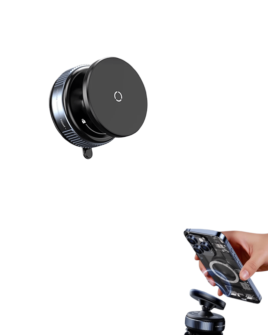 Güçlü Manyetik Tutuşlu 360° Döner Araç Telefon Tutucu – Vakumlu Montajlı