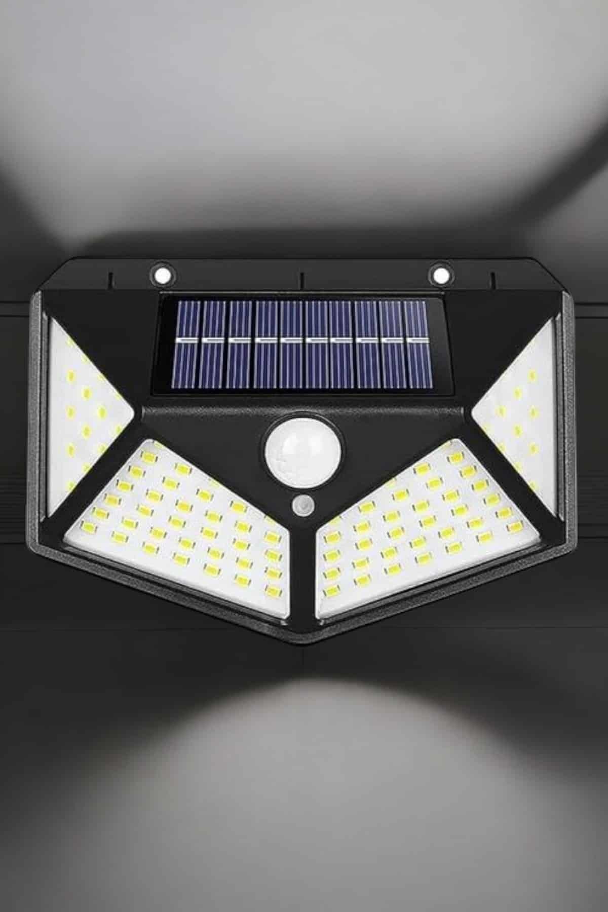 Güneş Enerjili Bahçe Aydınlatma Lambası Solar 100 Led Lamba