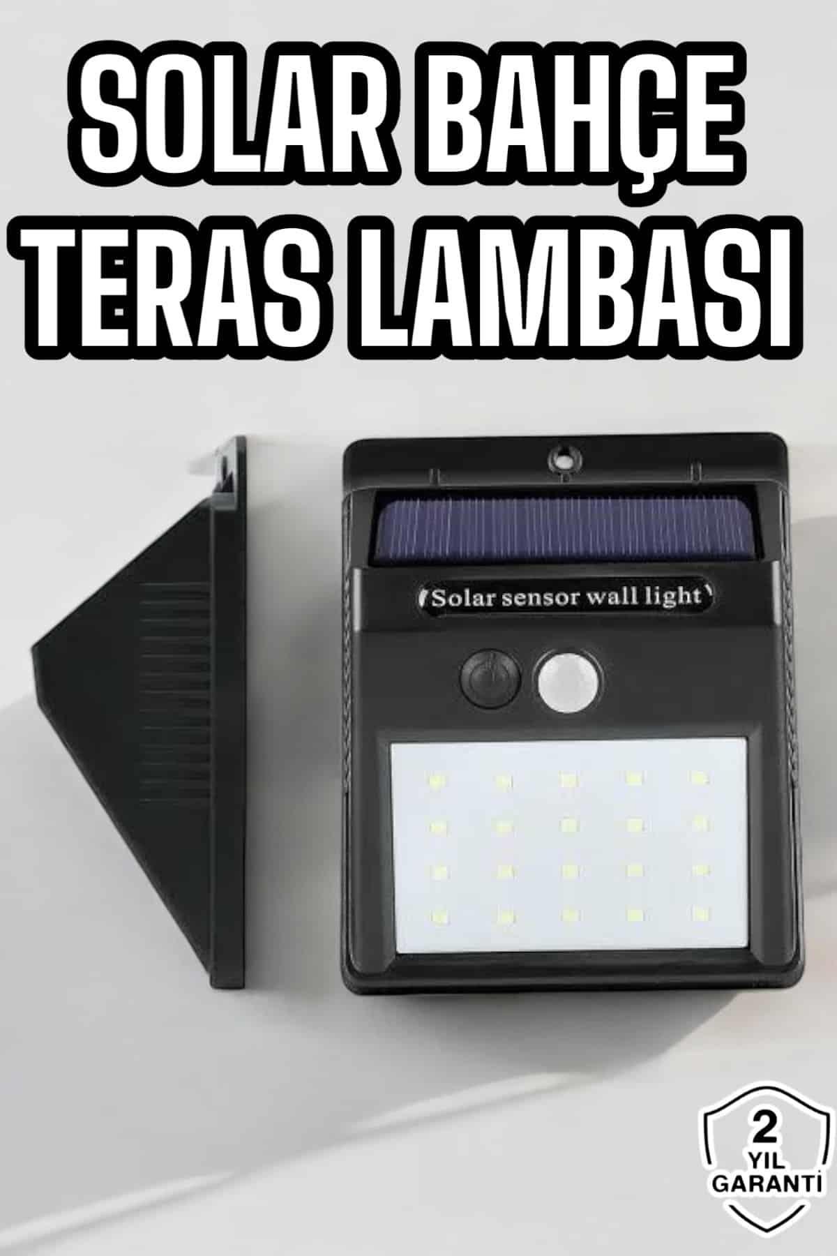 Güneş Enerjili Bahçe Lambası Solar Gece Aydınlatma Sensörlü Lamba