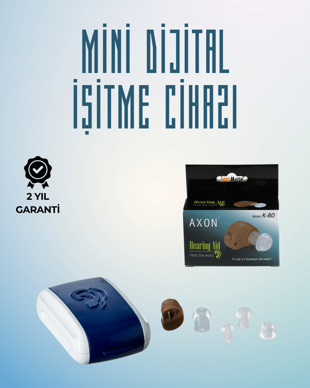 K80 Tek Kulak İçin Mini Ses Yükseltici – Sol veya Sağ Kulakta Bağımsız Kullanım