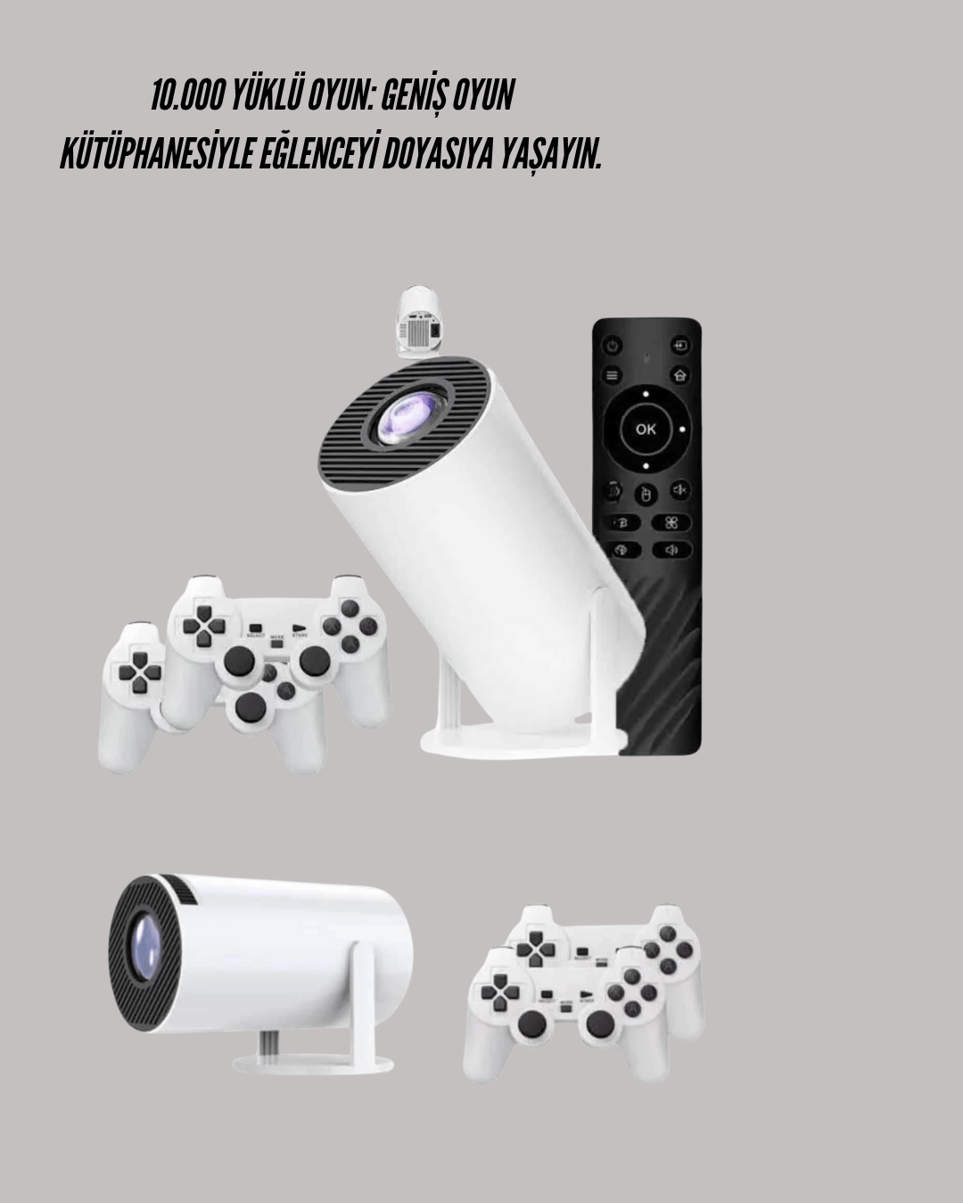 Kablosuz 4K Projeksiyon – Wi‑Fi 6 & Bluetooth 5.0 ile Oyun ve Uygulama Merkezli