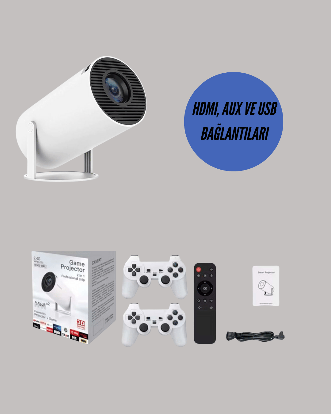 Kablosuz 4K Projeksiyon – Wi‑Fi 6 & Bluetooth 5.0 ile Oyun ve Uygulama Merkezli