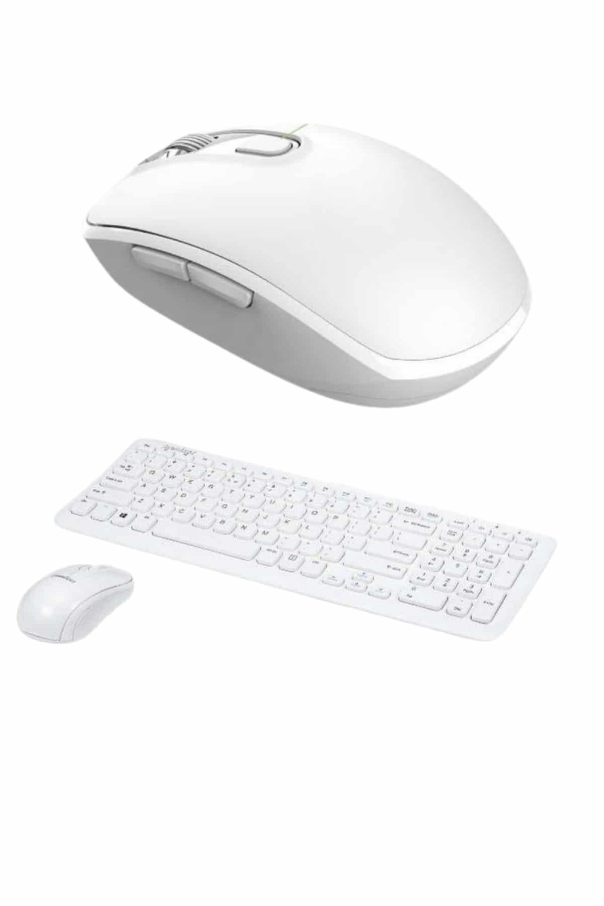Kablosuz Klavye Mouse Seti Beyaz Q Klavye Tüm Cihazlara Uyumlu