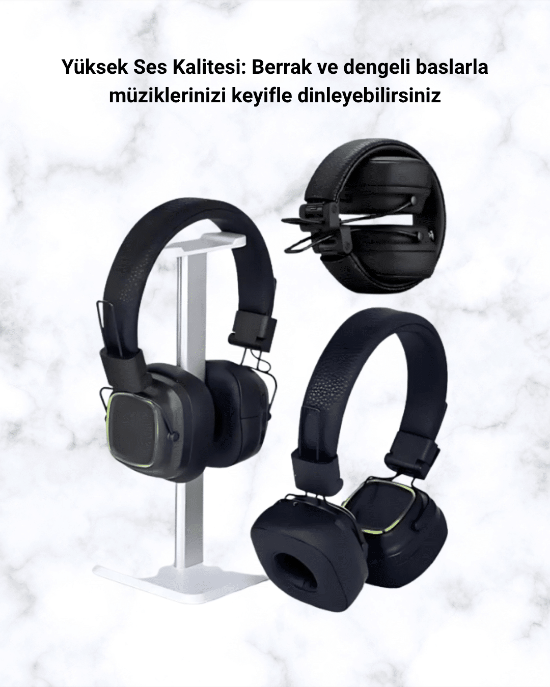 Kablosuz RGB Işıklı Katlanabilir Bluetooth Kulak Üstü Kulaklık