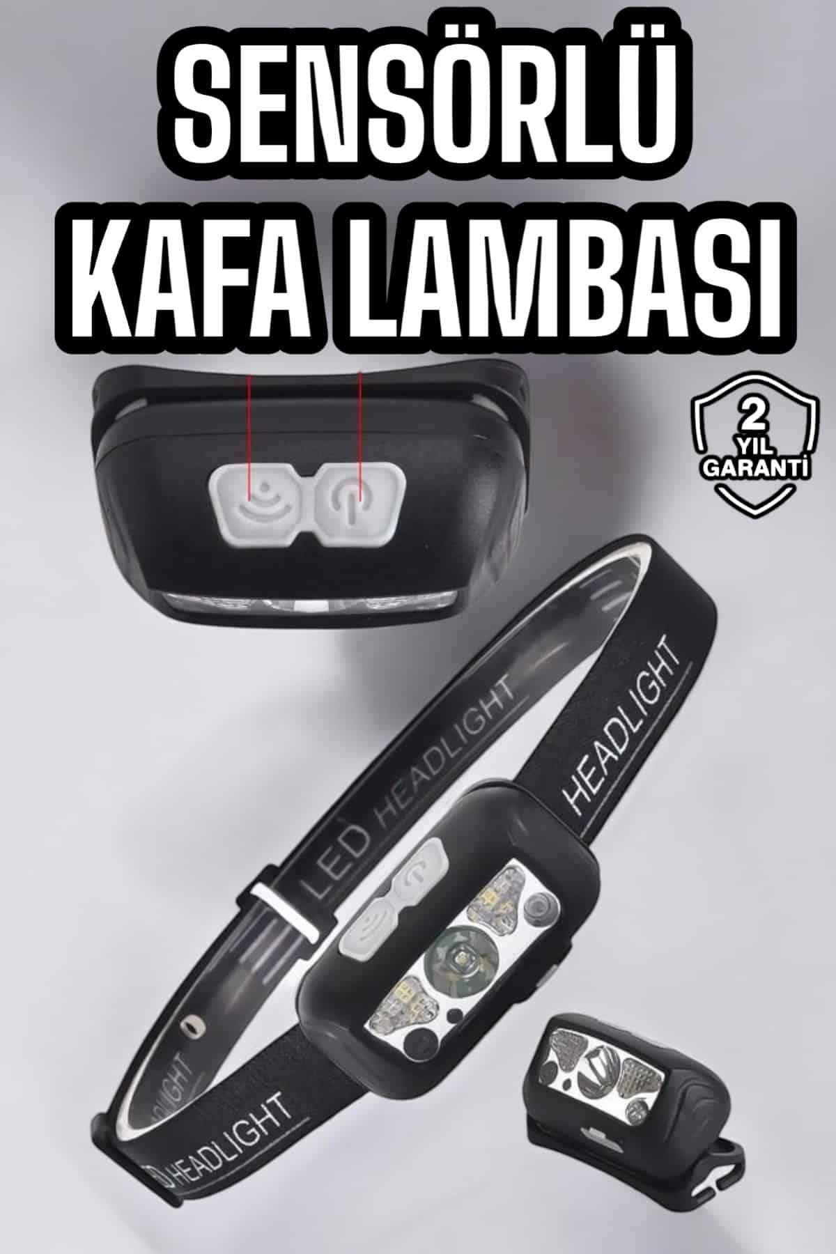 Kafa Lambası Kamp Lambası Sensörlü Şarjlı Ayarlanabilir