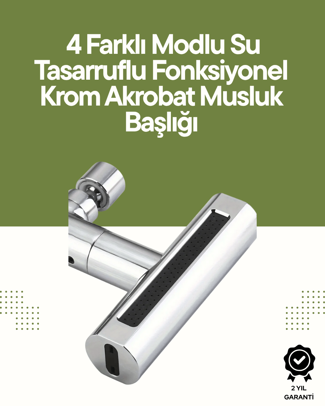 Krom Musluk Başlığı | 4'ü 1 Arada Su Çıkışı | Kolay Montajlı 