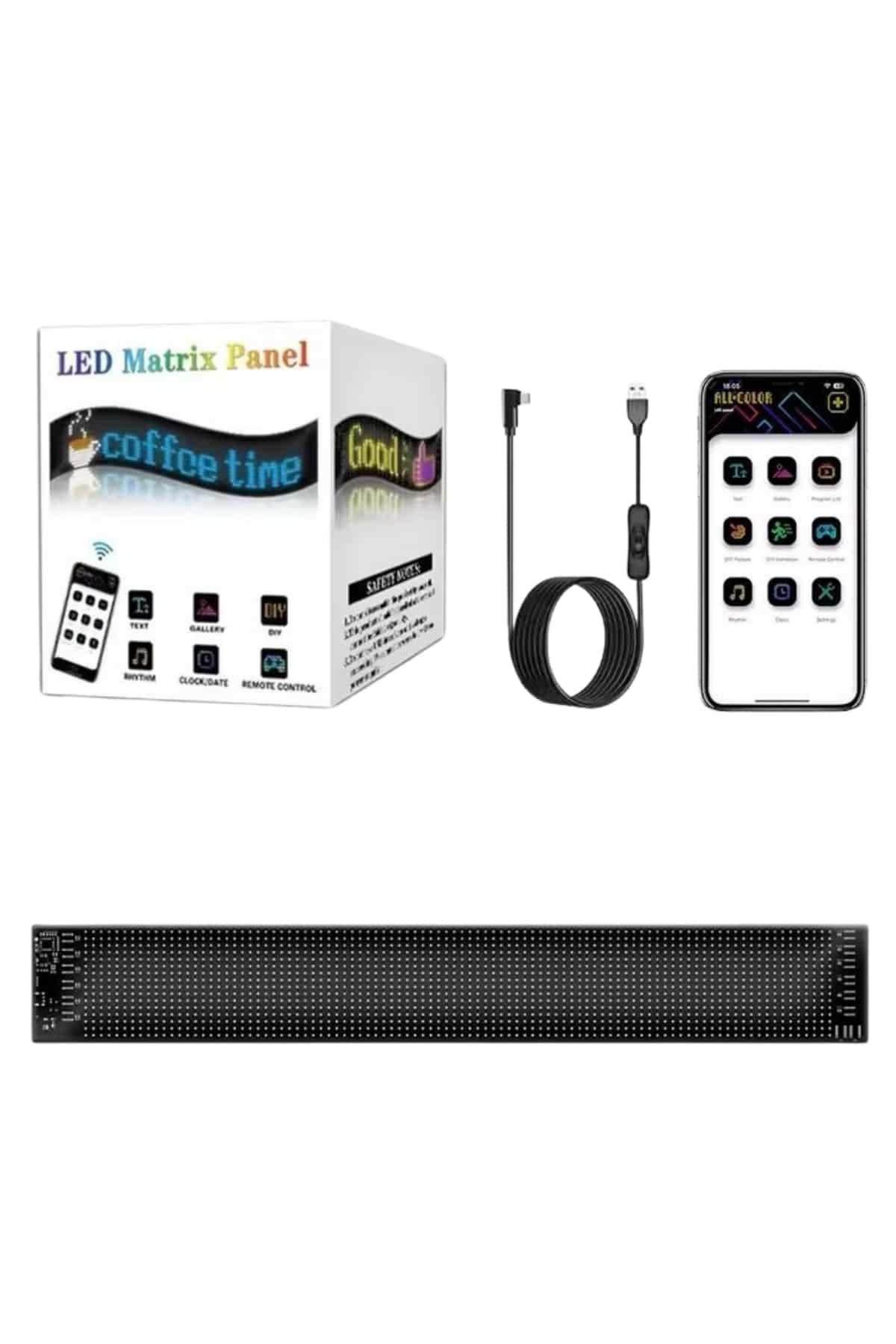 Led Ekran Matrix Panel Dijital Araba Yazısı RGB 16x64