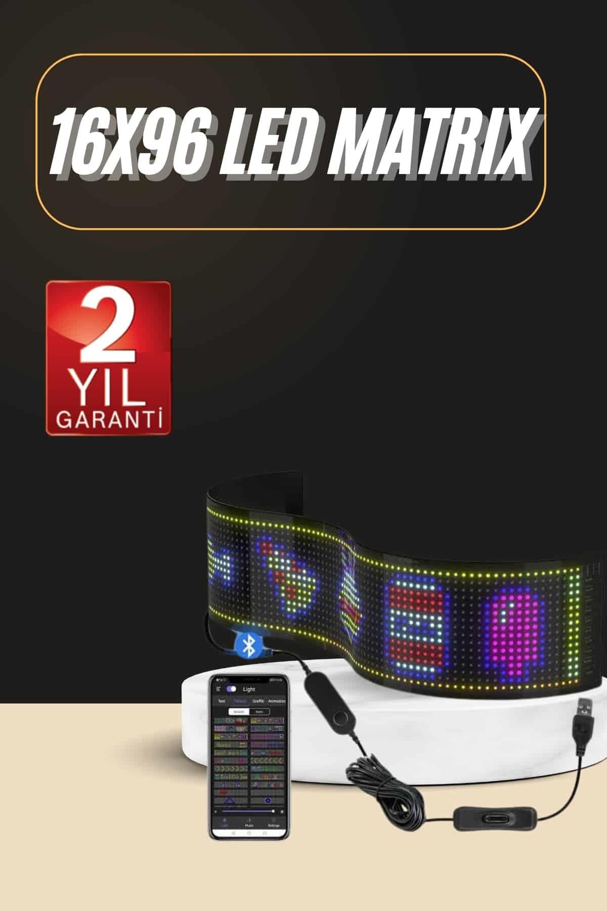 Led Ekran Matrix Panel En Büyük Boy 16X96 Araba Yazısı 19.2x89.8 cm