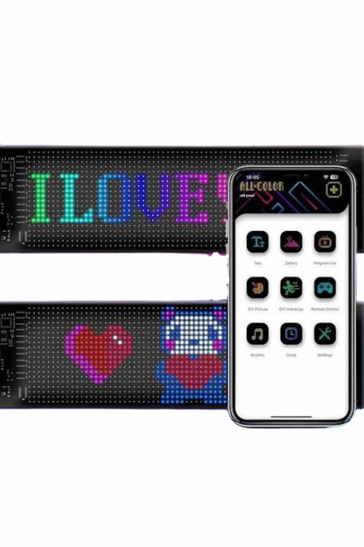 Led Matrix Bluetooth Bağlantılı Araç Camına Uygun Pixsel Görünümlü 16X96
