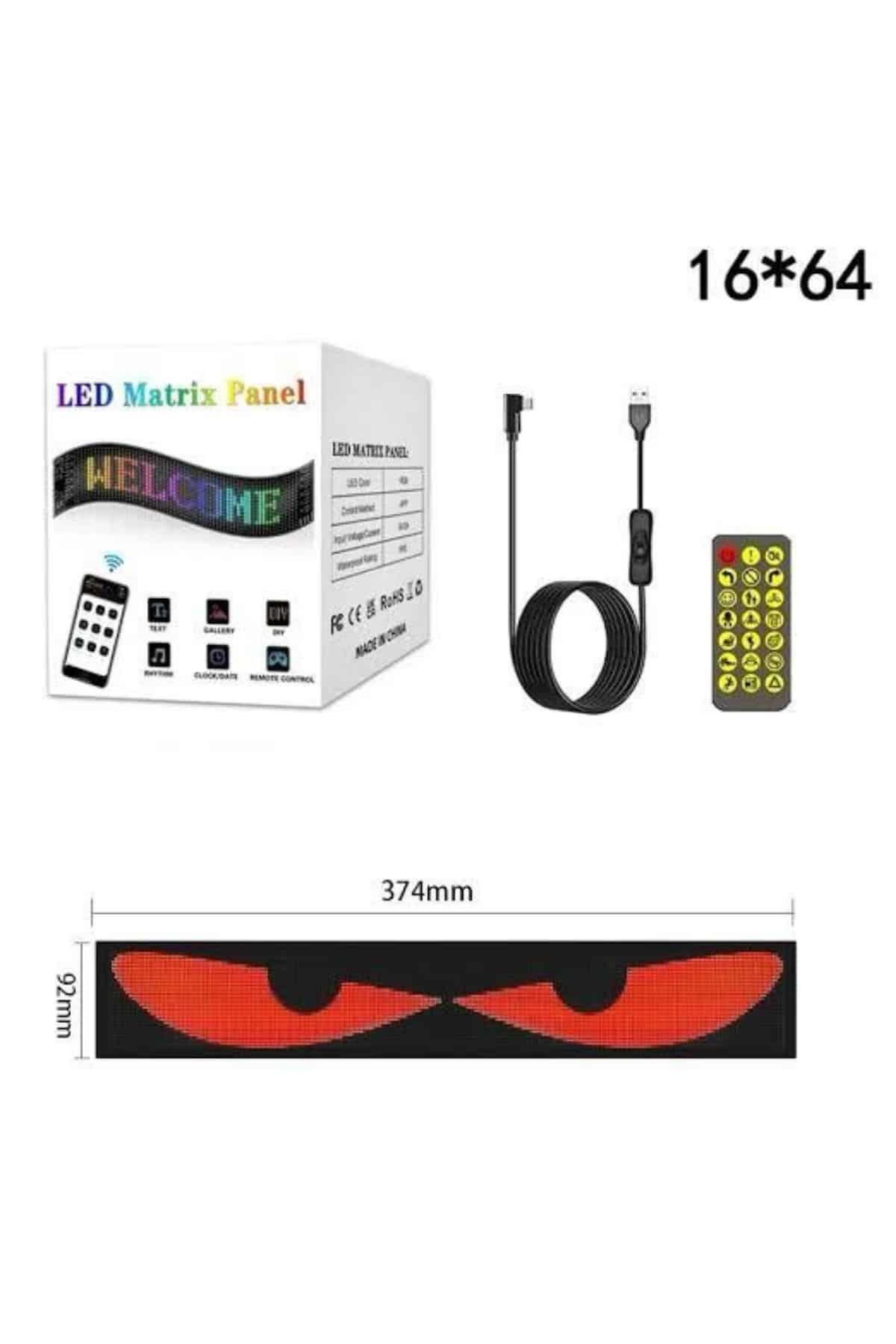 LED Matrix Panel RGB Ekran Kumandalı 16X64 Araç Camına Uygun