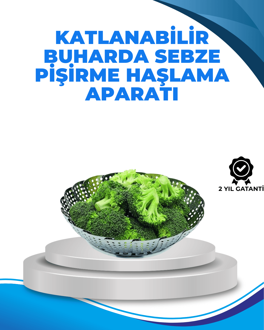 Paslanmaz Çelik Katlanabilir Sebze Haşlama Sepeti – Buharda Sağlıklı Pişirme