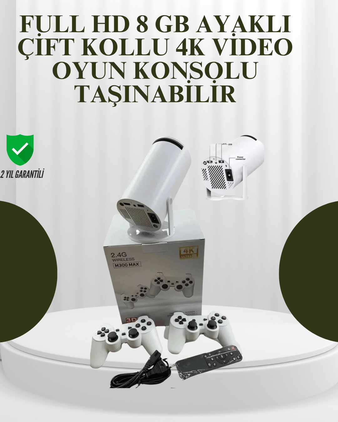 Portatif 4K Projeksiyon – 4.000 Uygulama, Kablosuz Yansıtma ve Bluetooth 5.0