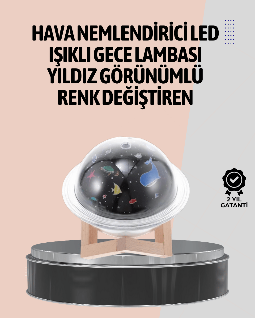 Projektör ışıklı, aromaterapi uyumlu mini masaüstü hava nemlendirici cihaz
