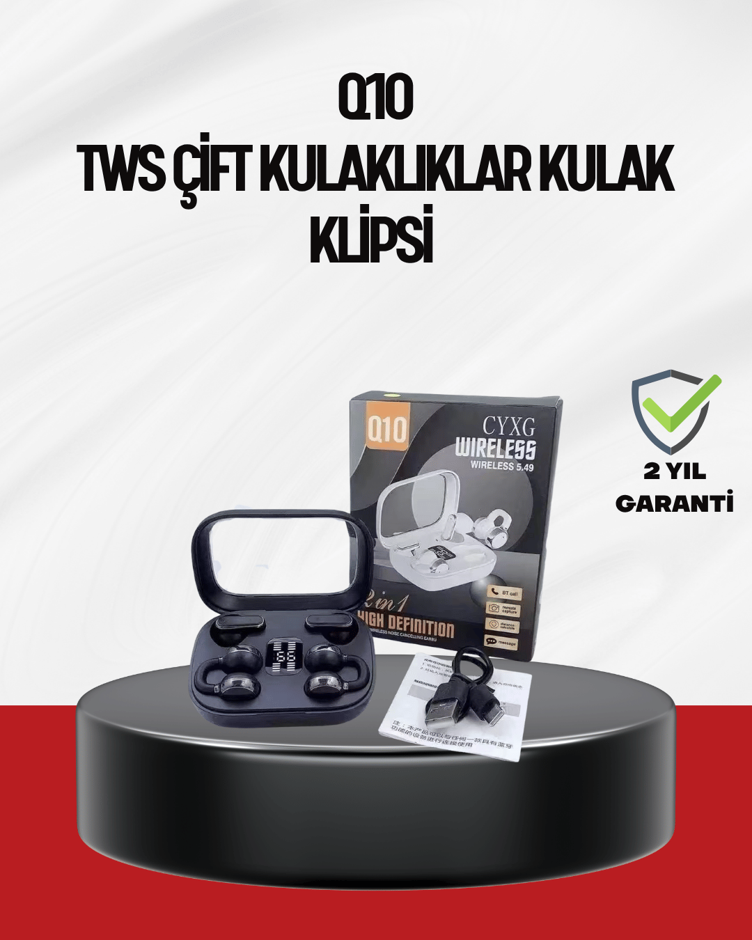 Q10 Dokunmatik Bluetooth Kulaklık – 6 Saat Müzik, Çift Dil, Hızlı Şarj