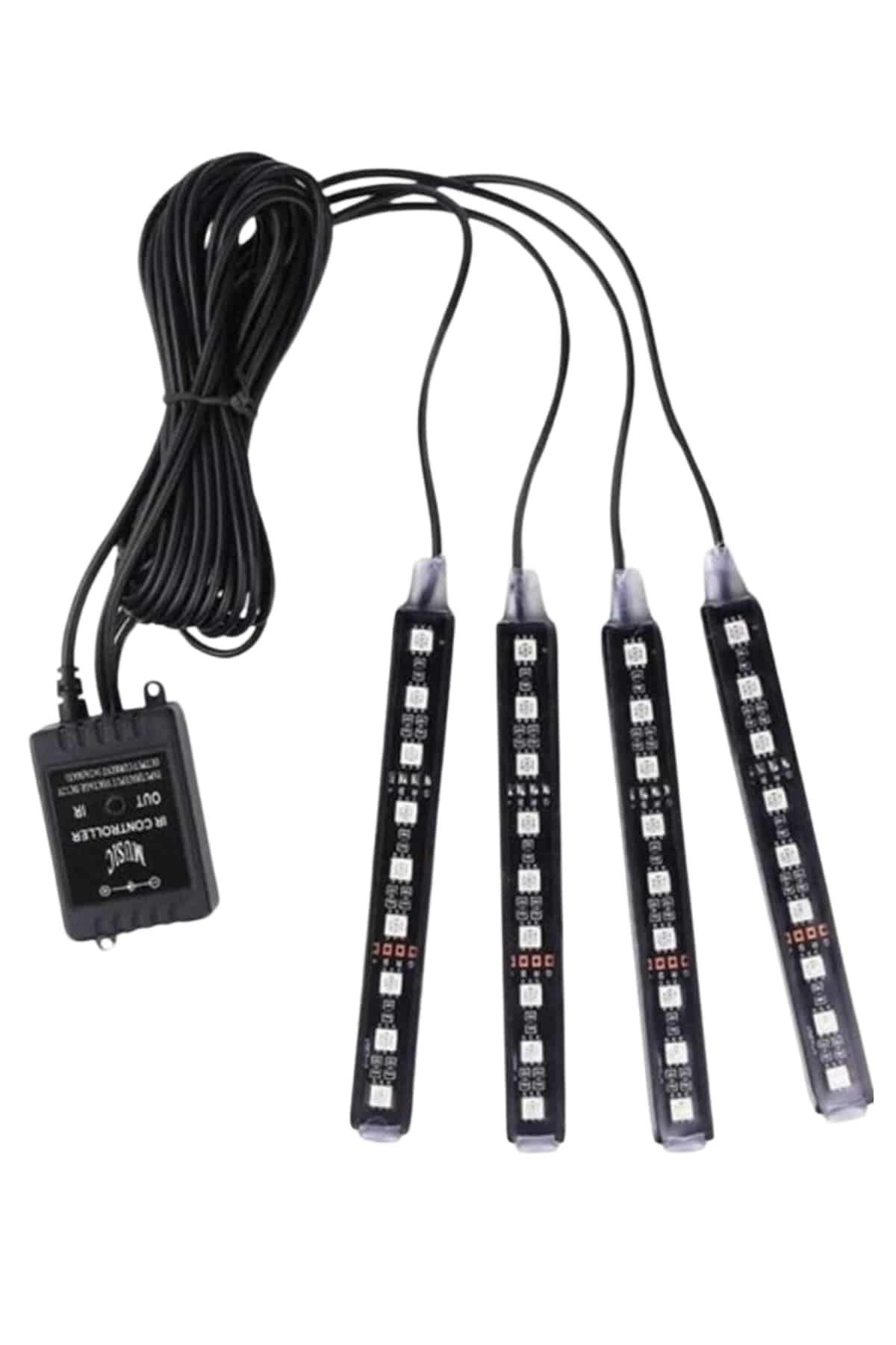 RGB Işıklı Araç İçi Aydınlatma Kumandalı 12'li Led Işık Renk Değiştirebilen