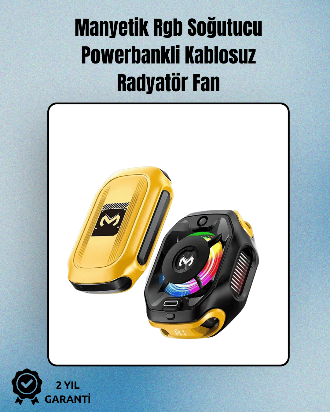 RGB Işıklı Girdap Fanlı Mobil Soğutucu | Manyetik Montaj | Type-C Girişli