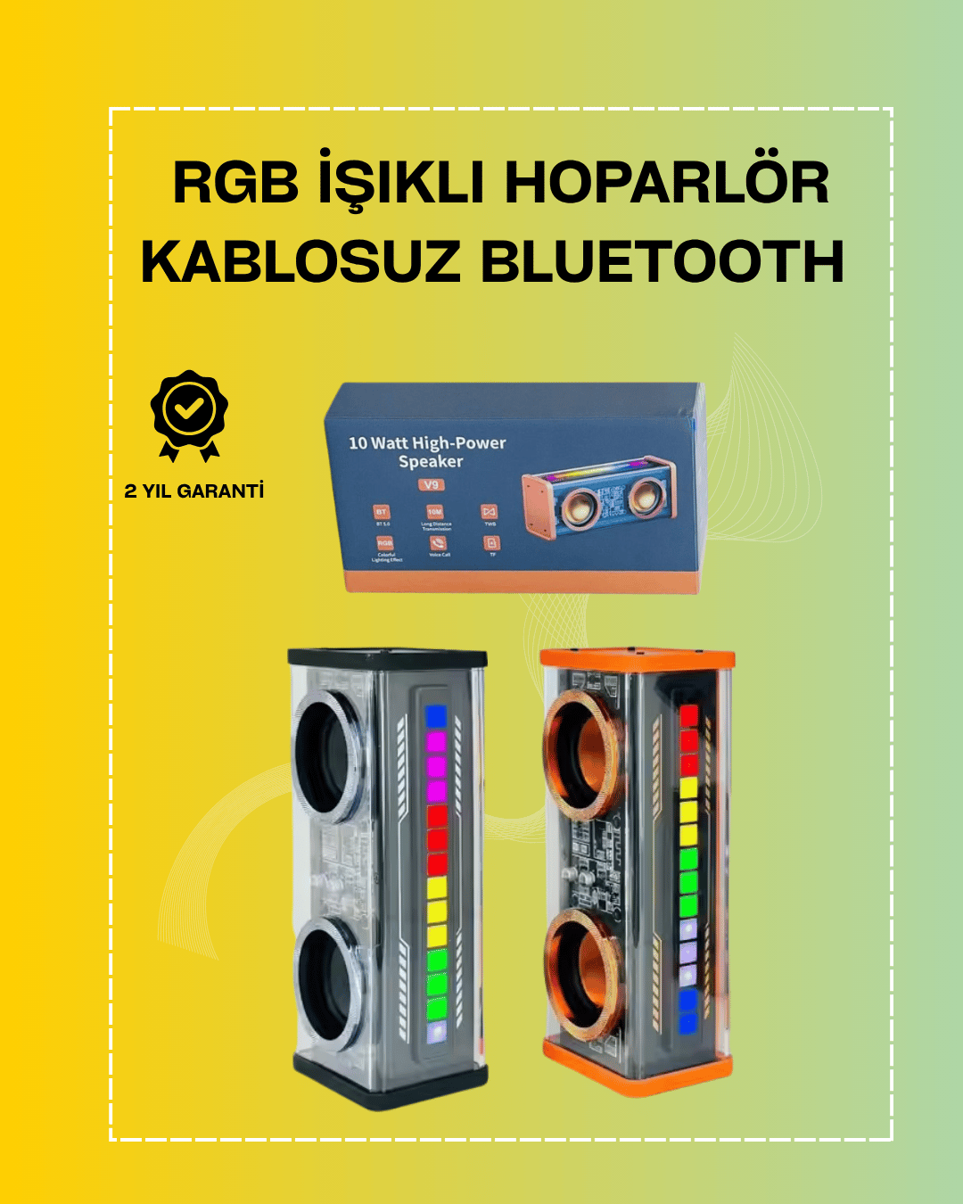 Şeffaf Gövdeli RGB Işıklı Bluetooth Hoparlör – Taşınabilir ve Güçlü