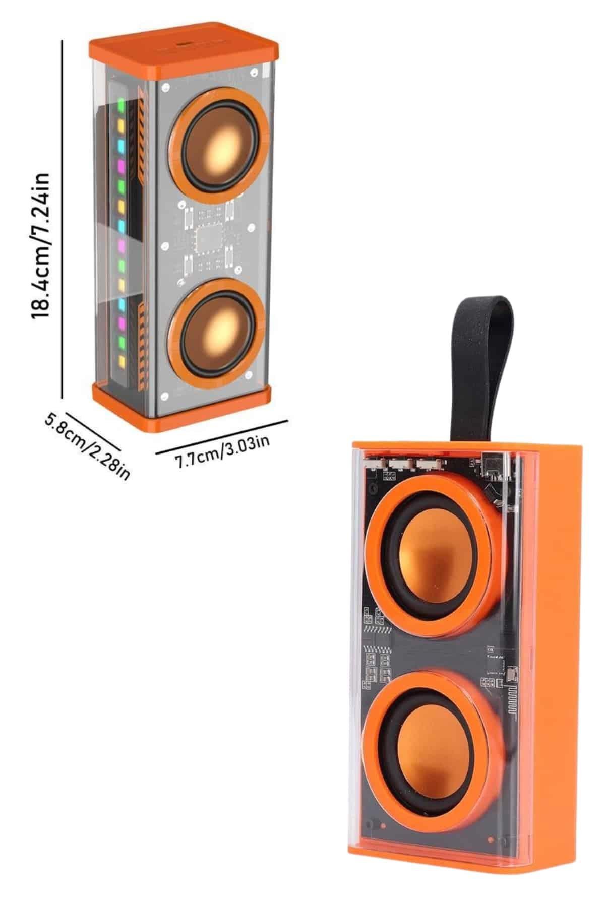 Şeffaf Taşınabilir Bluetooth Hoparlör Uzun Ömürlü Çift Hoparlörlü