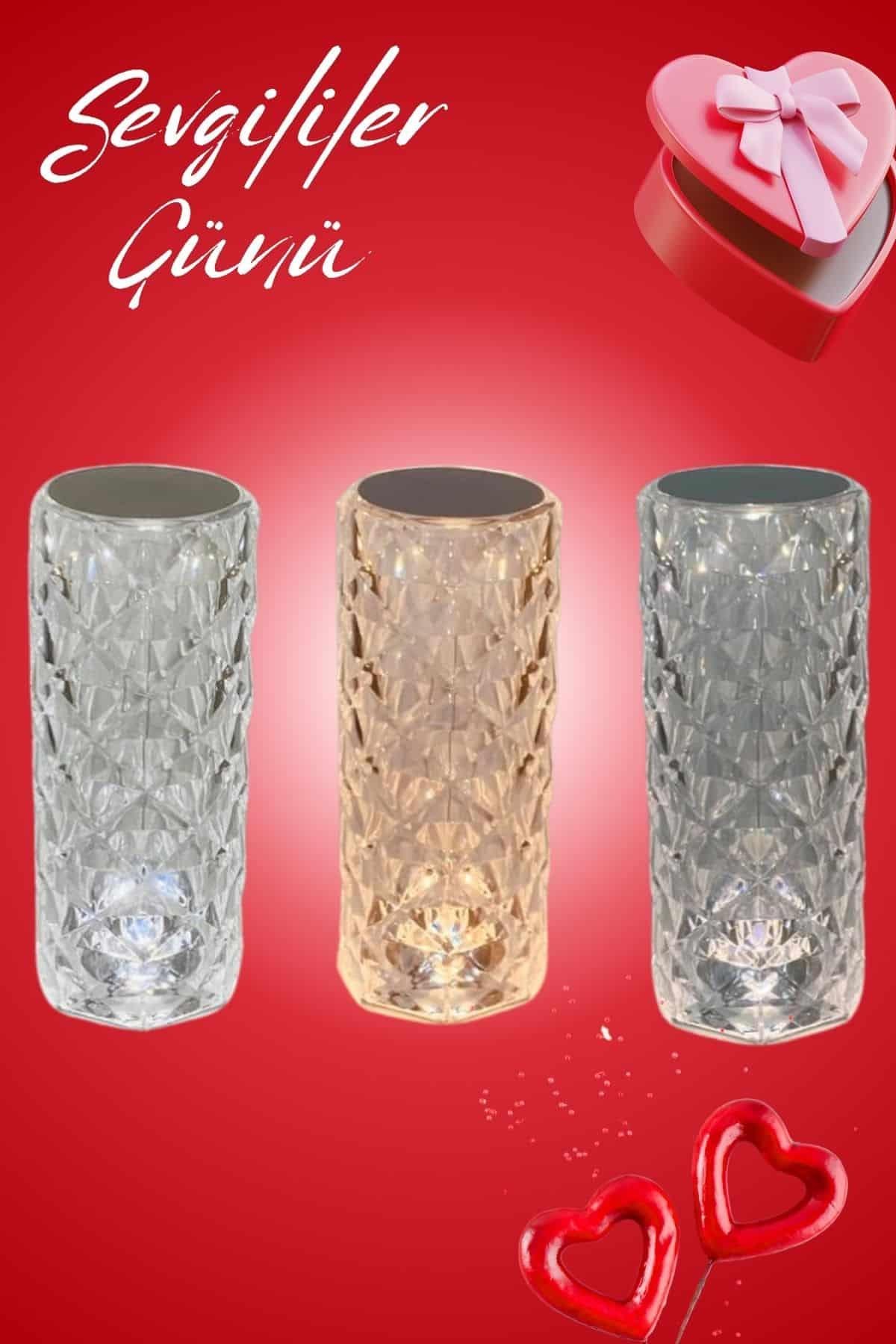 Sevgililer Günü İçin Hediye Kristal Lamba Sevgiliye Hediye USB Şarjlı Gece Lambası