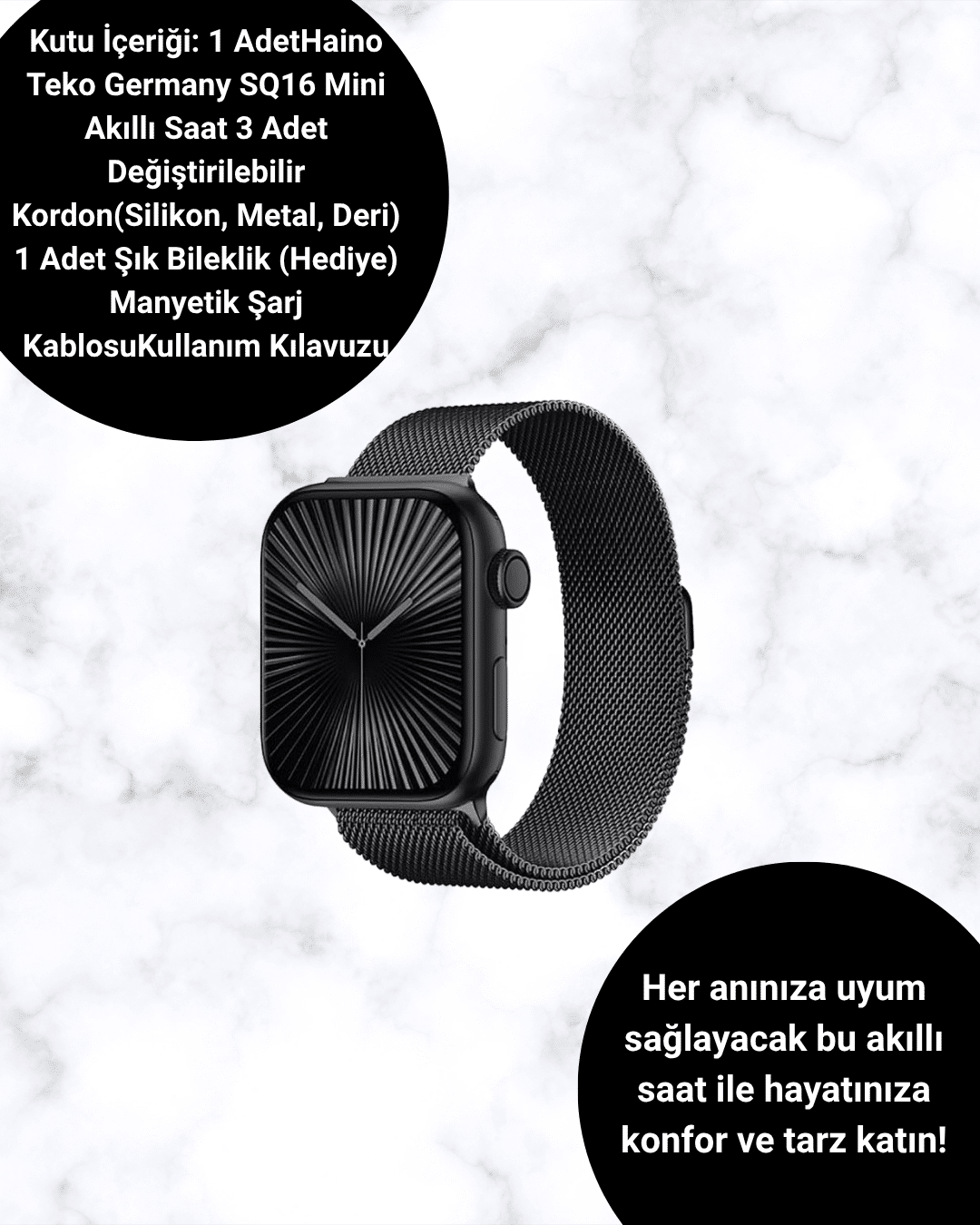 SQ-16 Mini Series 10 Akıllı Saat – 3 Kordon + Hediye Bileklik