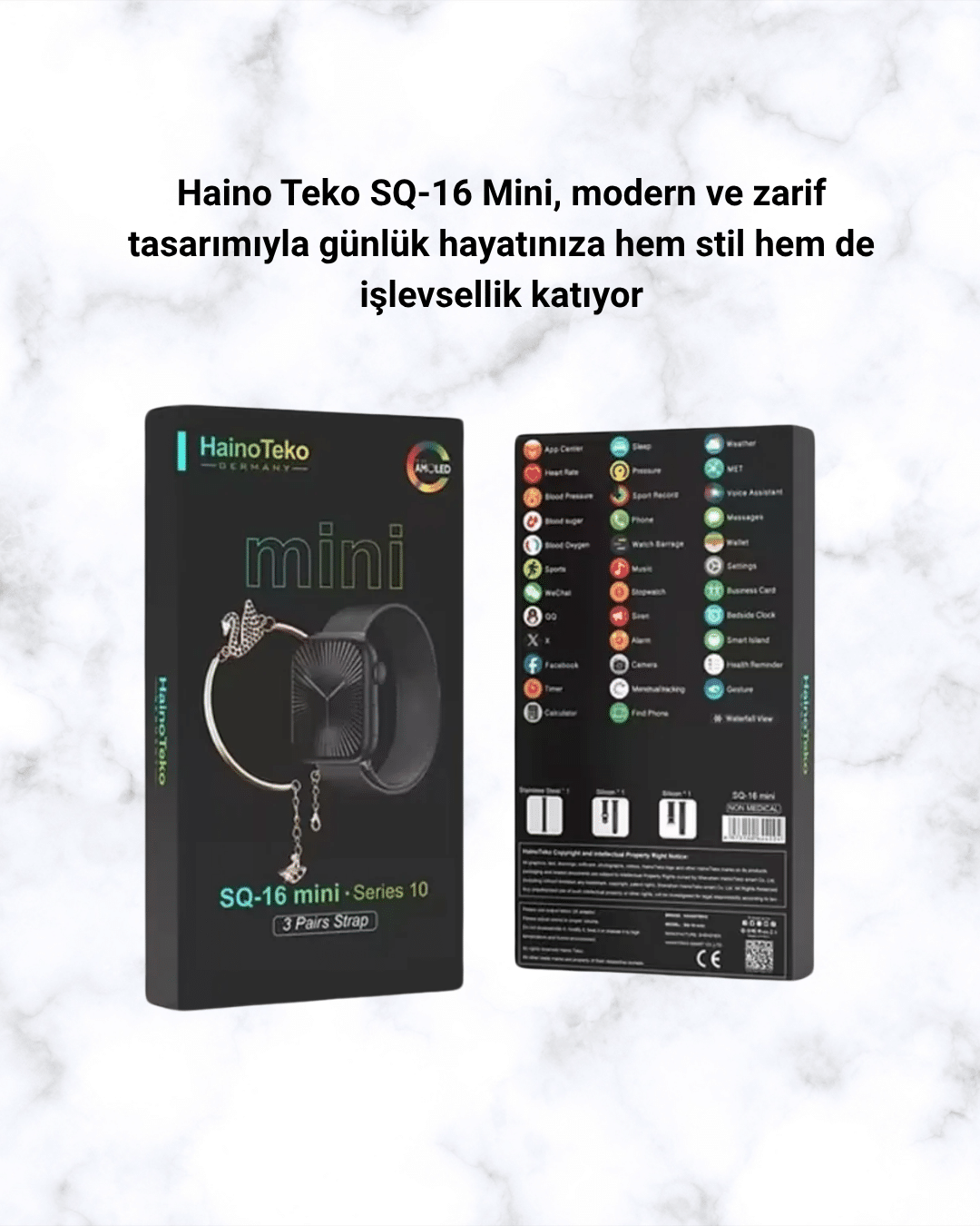 SQ-16 Mini Series 10 – Dokunmatik Akıllı Saat | Kalp Ritmi, SpO2, Uyku Takibi