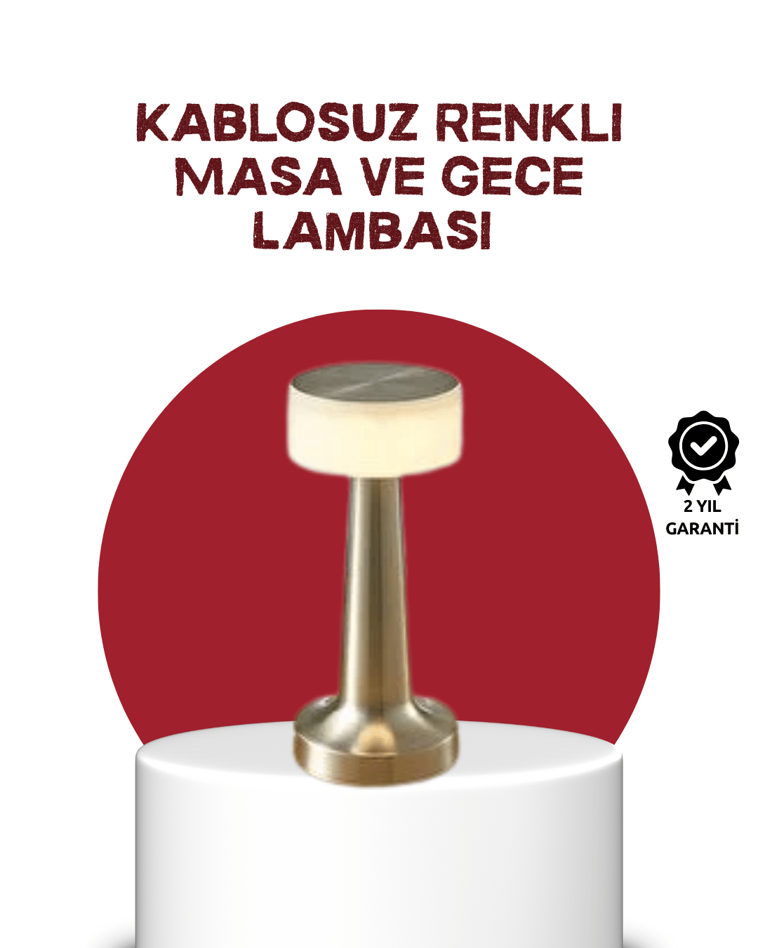 Touch Gece Lambası – Dokunmatik Kontrol, Kablosuz Kullanım, Metal Gövde