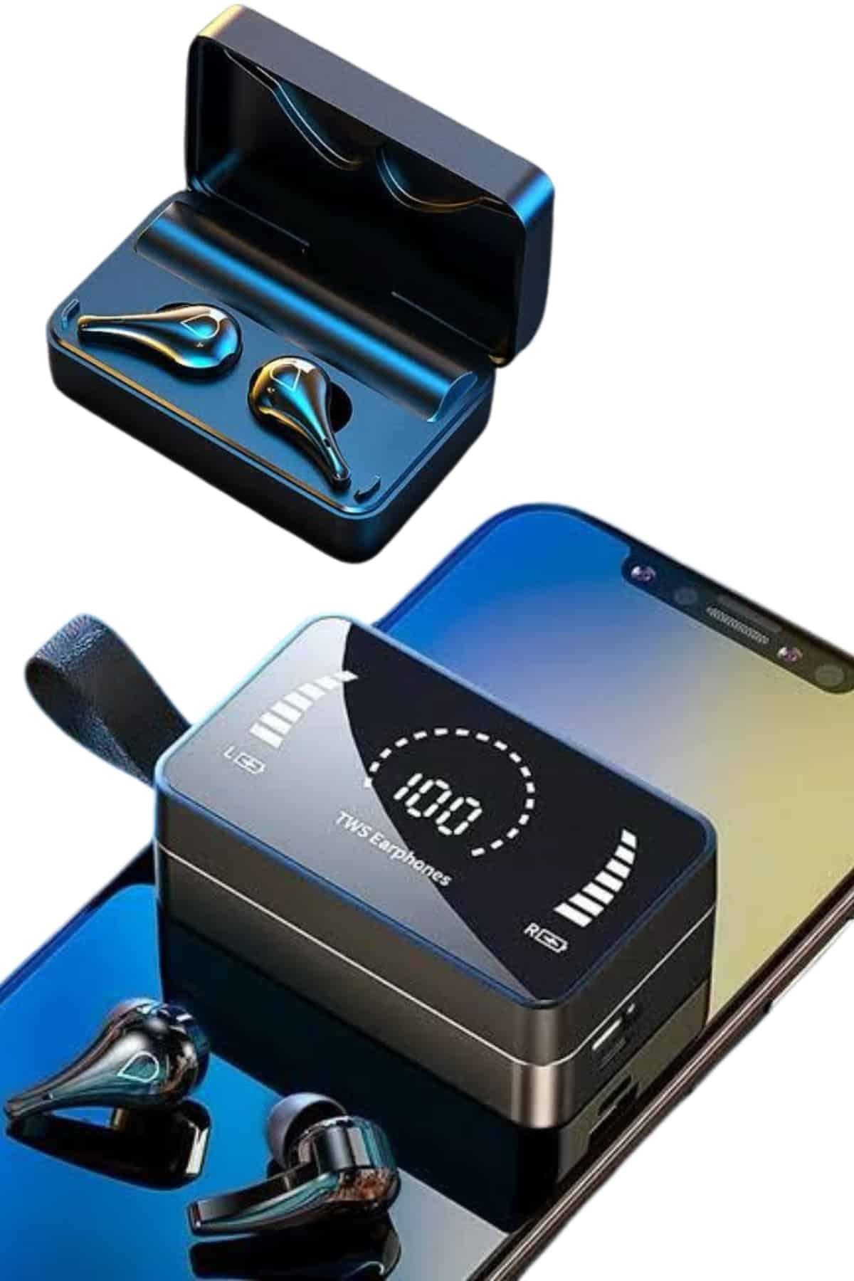 TWS Bluetooth Kulaklık Kablosuz Uzun Pil Ömrü Dijital Göstergeli Powerbank