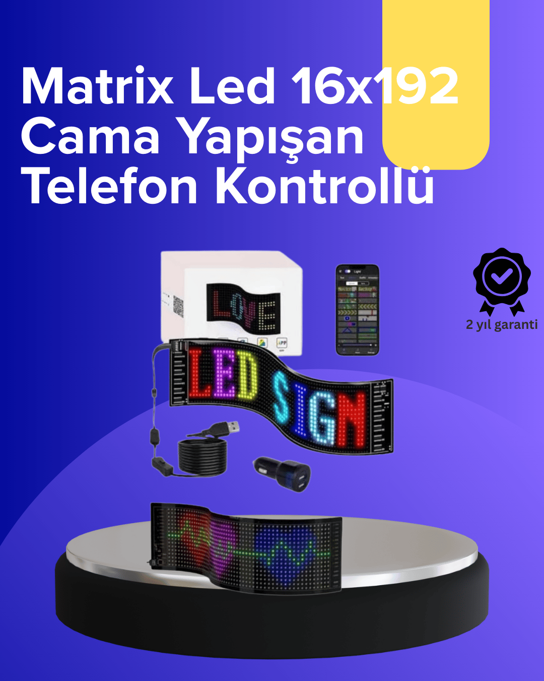 USB Bağlantılı Esnek Programlanabilir LED Tabela – RGB Renkli
