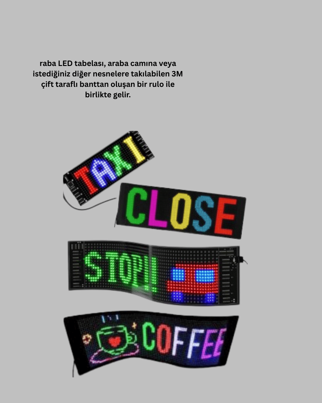 USB Bağlantılı Esnek Programlanabilir LED Tabela – RGB Renkli