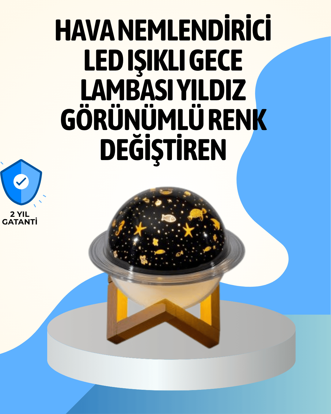 USB ile çalışan projektörlü aromaterapi nemlendirici masaüstü kullanım için uygun