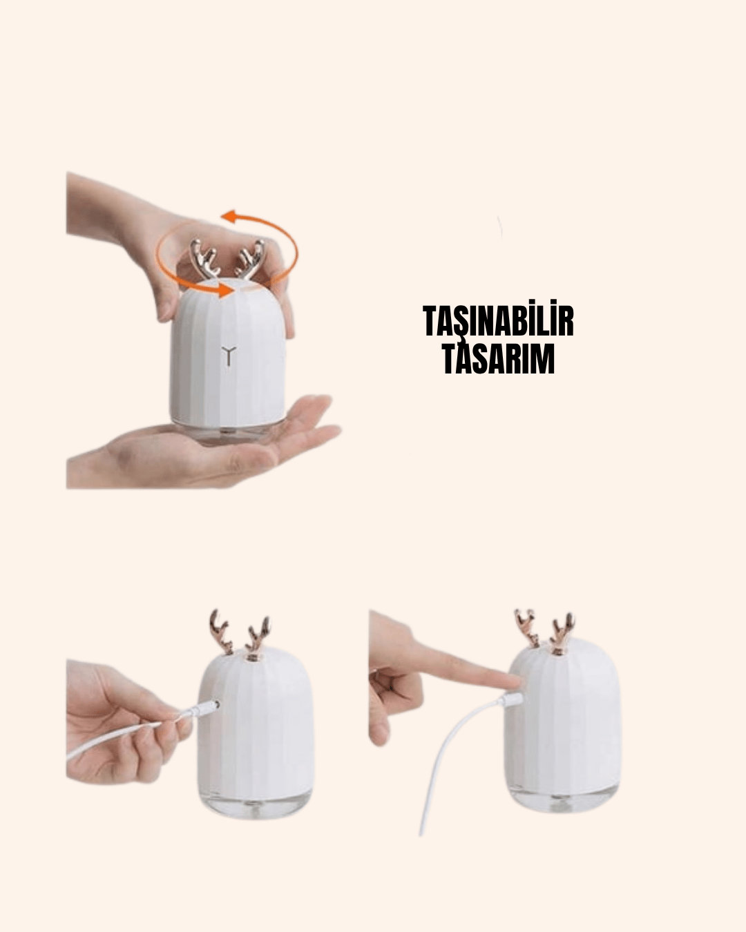 USB Şarjlı Mini USB Nemlendirici LED Işıklı Masaüstü Cihaz