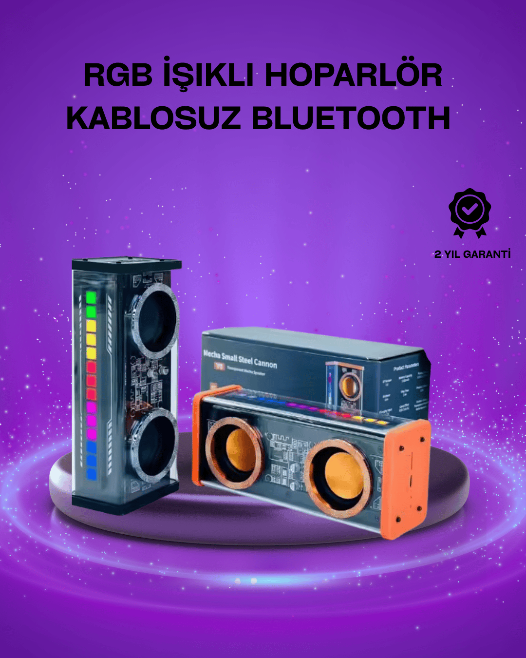 V9 Kablosuz Bluetooth Hoparlör – Canlı Renkli Işık ve Uzun Pil