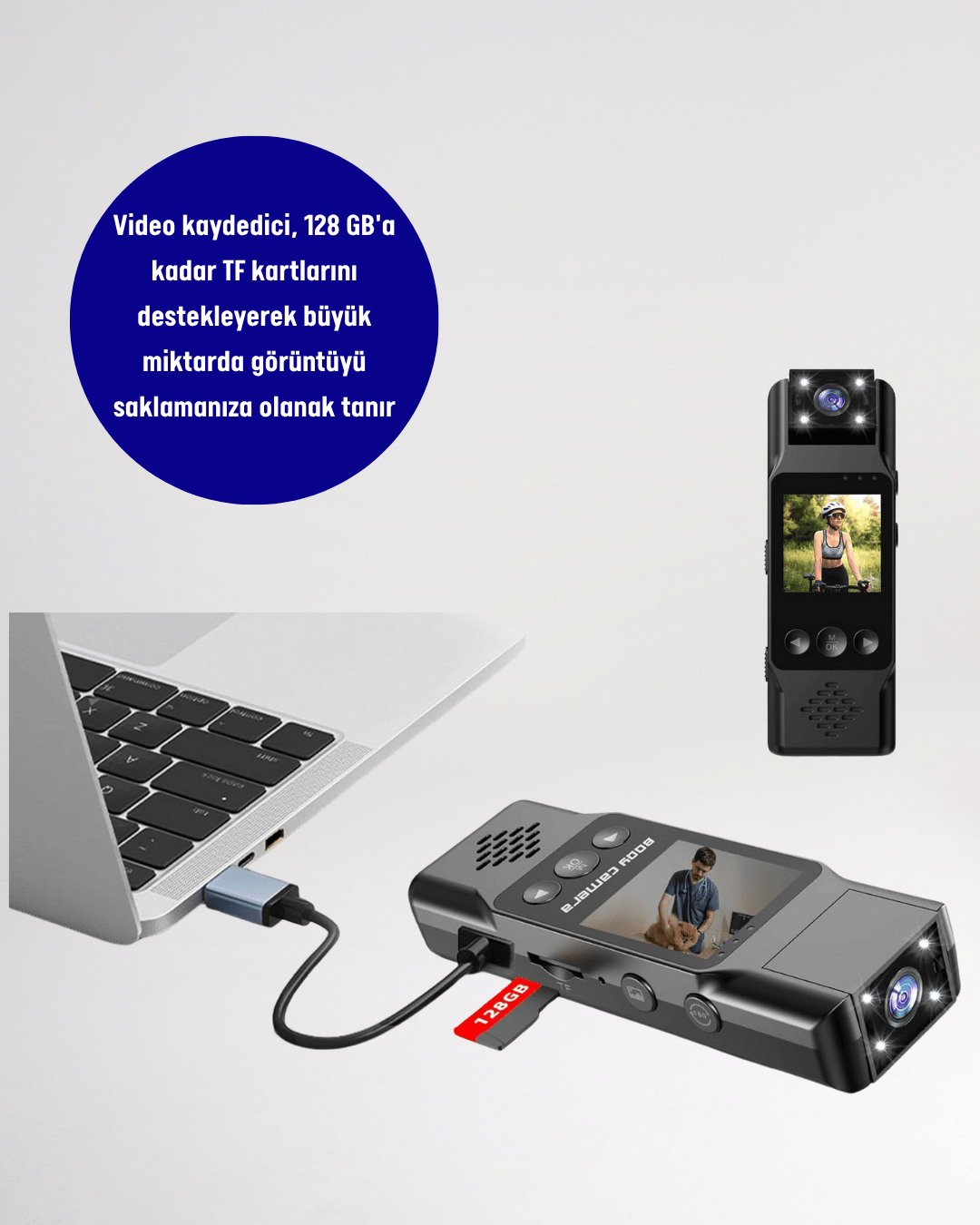 WiFi Destekli Mini Kamera – 180° Dönebilen Lens, 1080P Video, TFT Ekranlı