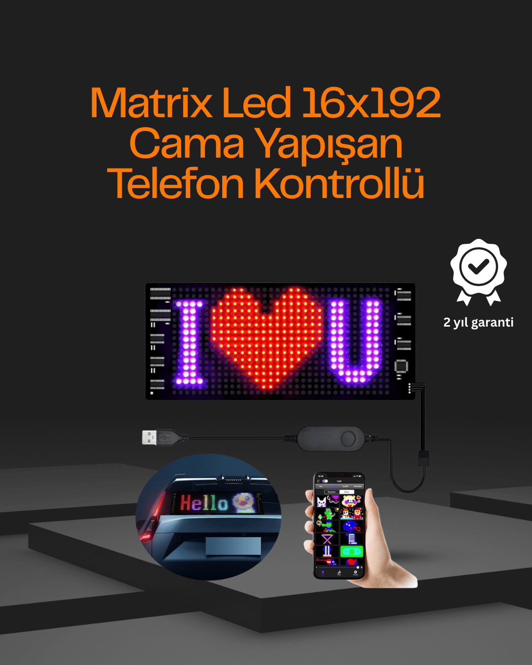 Yüksek Parlaklık Ayarlı RGB LED Ekran Kayan Yazı ve Grafik Destekli Esnek Panel