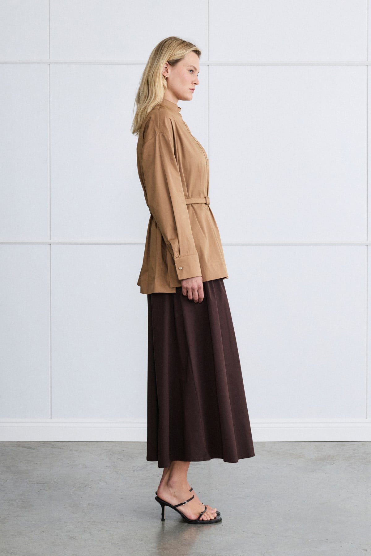 MİORİ ARLEY BLUZ ETEK TAKIM CAMEL-KAHVE