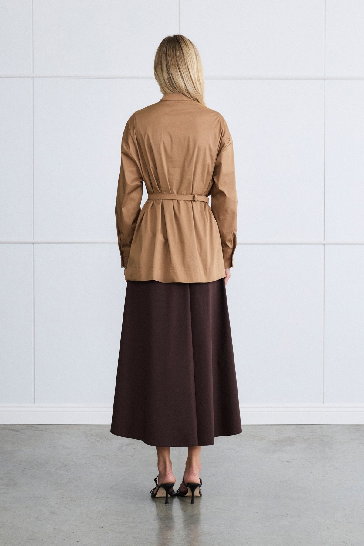 MİORİ ARLEY BLUZ ETEK TAKIM CAMEL-KAHVE