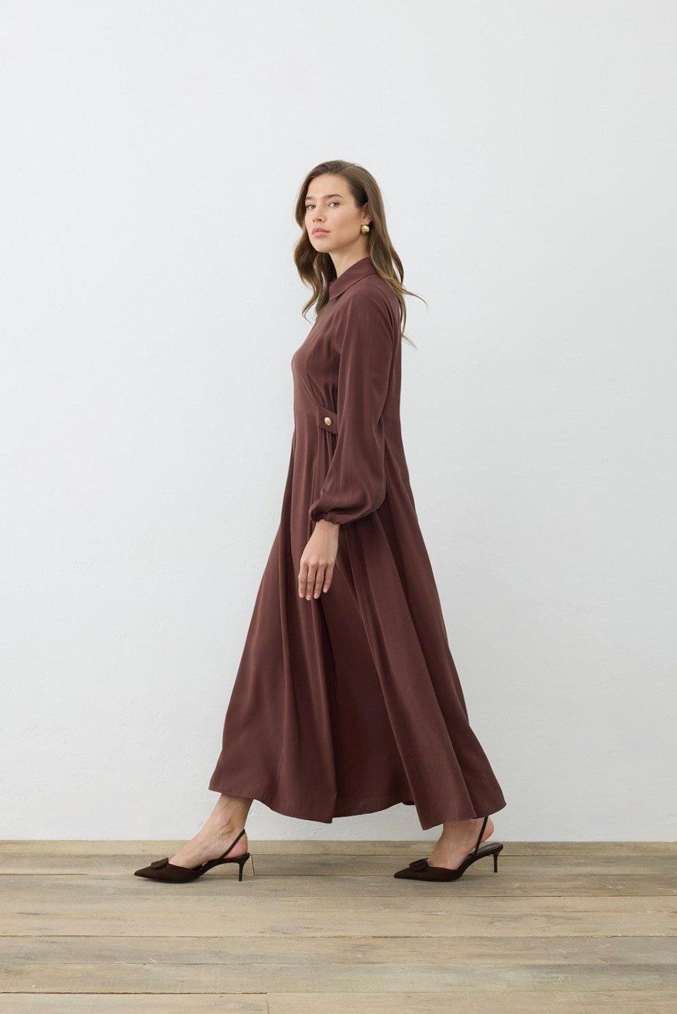 MİORİ POEM RAYON ELBİSE KAHVE
