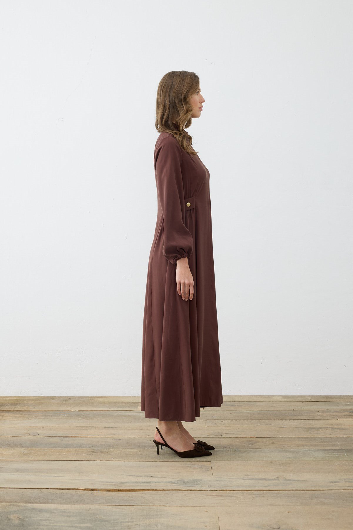 MİORİ POEM RAYON ELBİSE KAHVE
