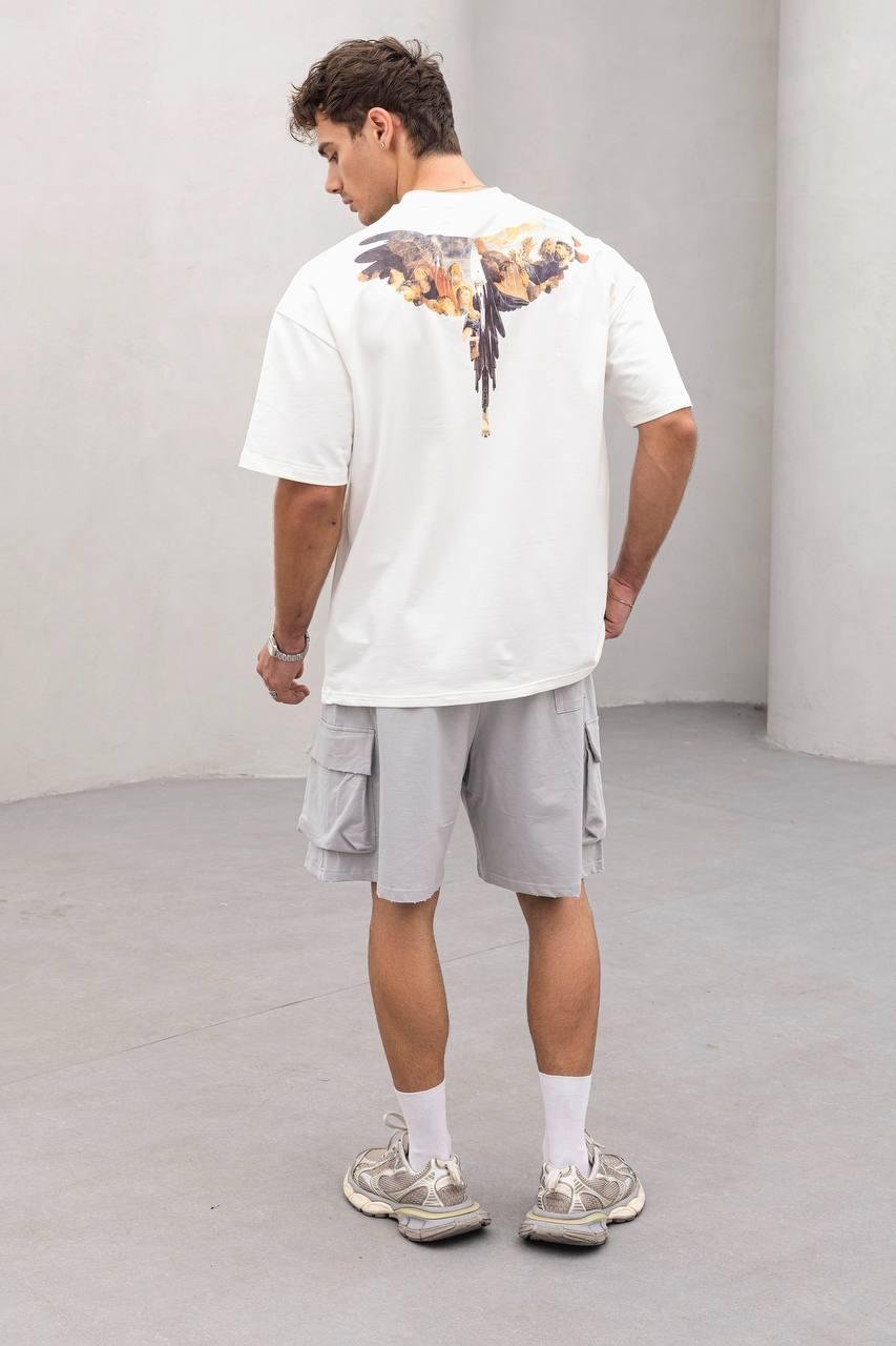 Baskılı Beyaz Oversize Tişört