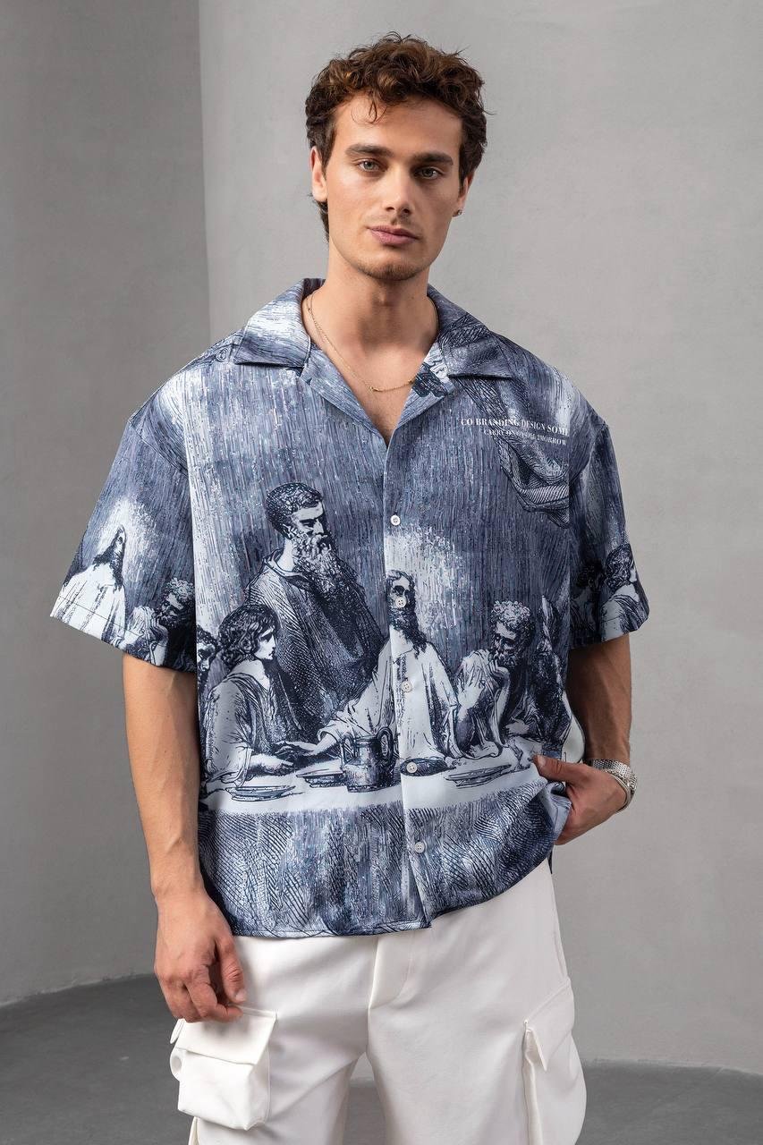 Baskılı Oversize Gömlek