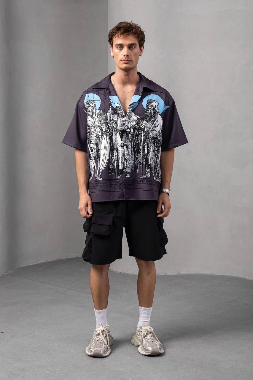 Baskılı Oversize Gömlek