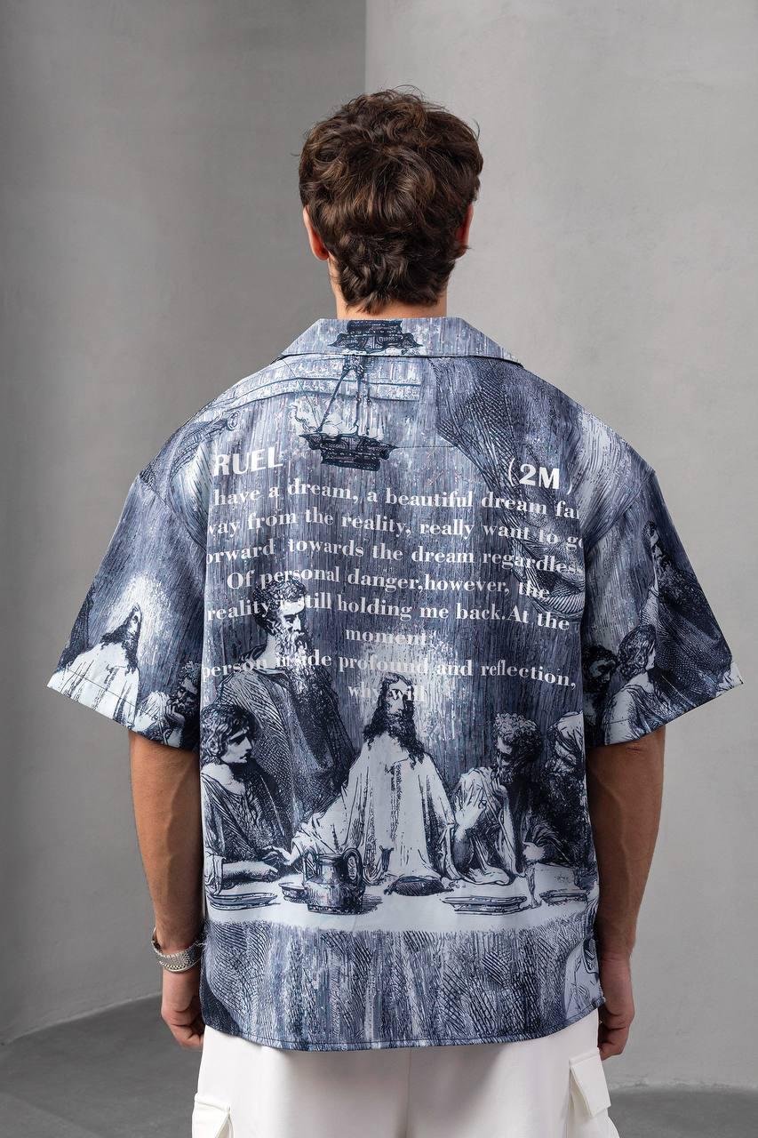 Baskılı Oversize Gömlek