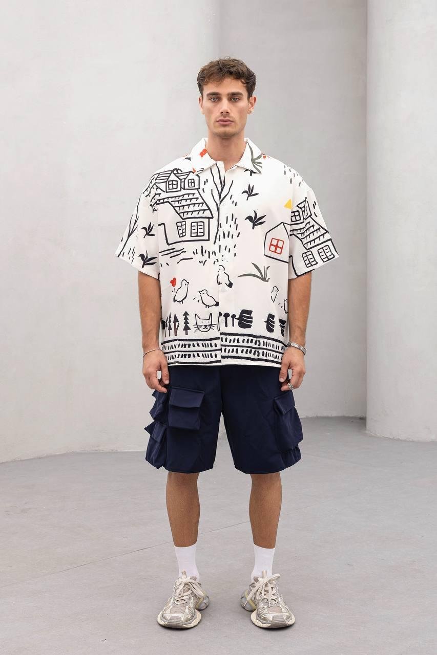 Baskılı Oversize Gömlek