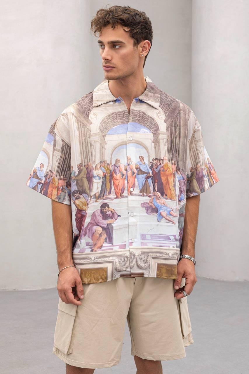 Baskılı Oversize Gömlek