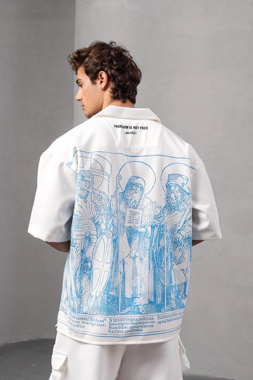 Baskılı Oversize Gömlek