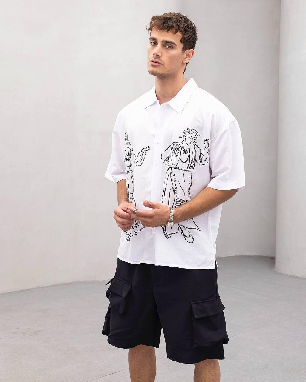 Baskılı Oversize Gömlek