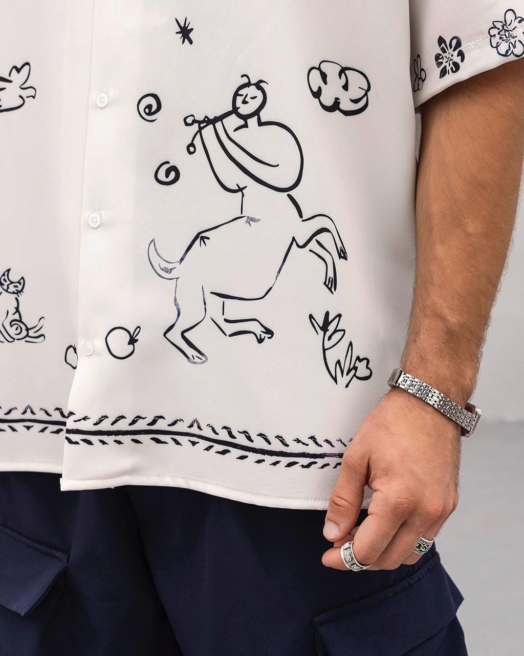 Baskılı Oversize Gömlek