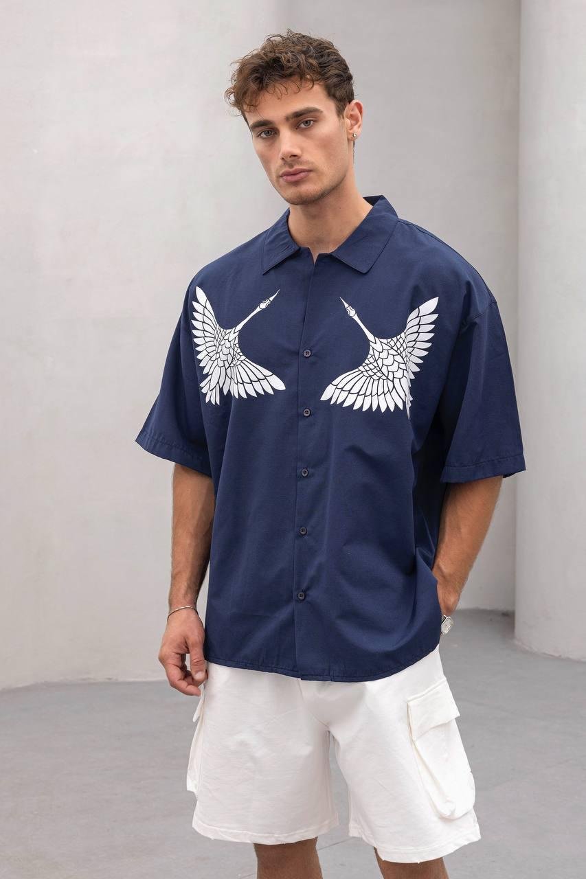 Baskılı Oversize Gömlek