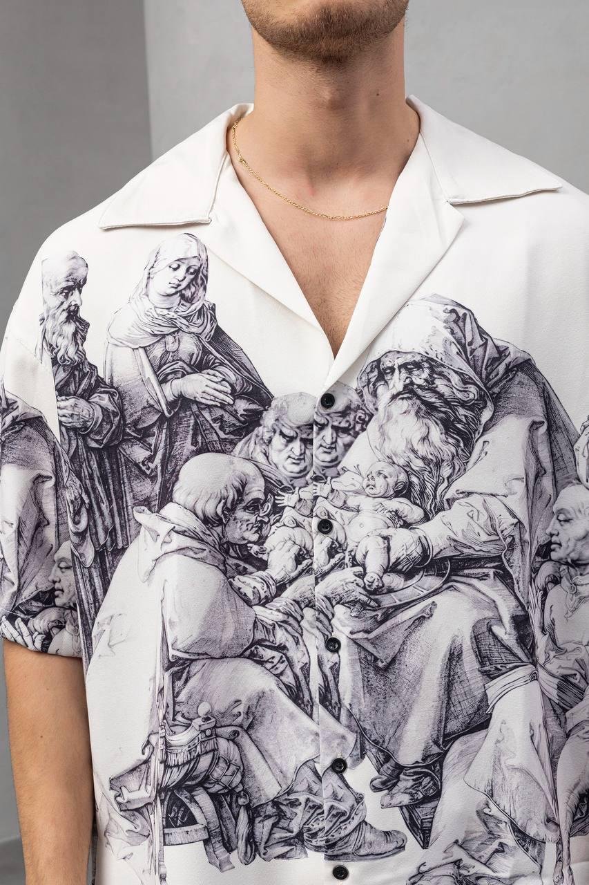 Baskılı Oversize Gömlek