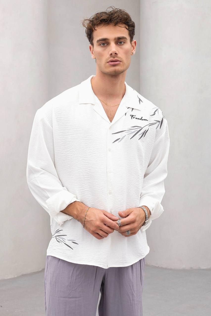 Baskılı Oversize Gömlek